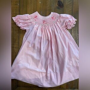 Pink poodle smock 12m